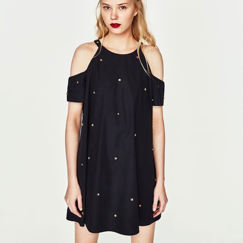 Zara | Embellished Cold Shoulder Dress